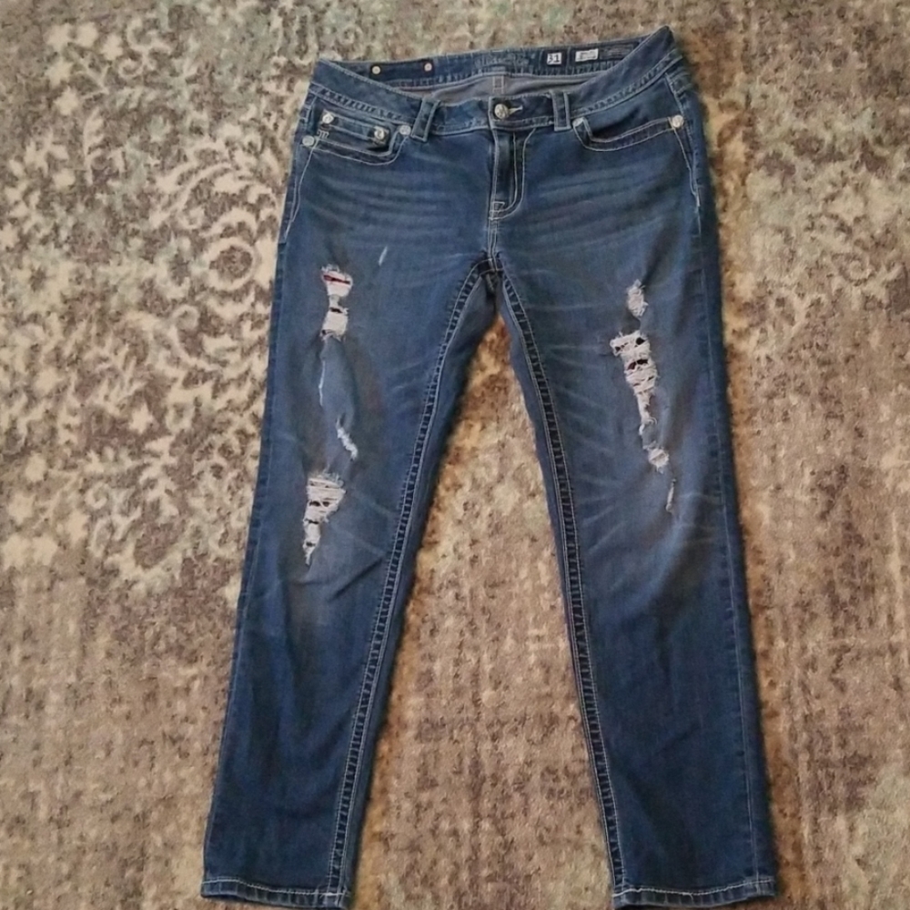 Plaid Distressed Miss Me Jeans